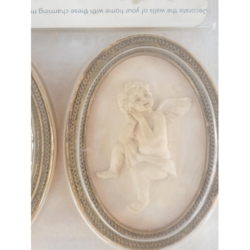 121 - Collection of 3 x Charming's Mini Cherub Wall Plaques (Oval 8 x 11cm each)