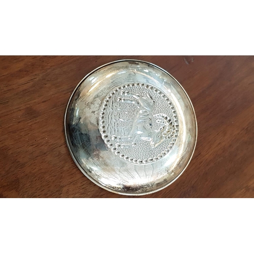 125 - Large Silver (.830) Dish (Ø12.5cm x H:2cm) with Cyprus Mouflon in Center, Total Weight 49gr