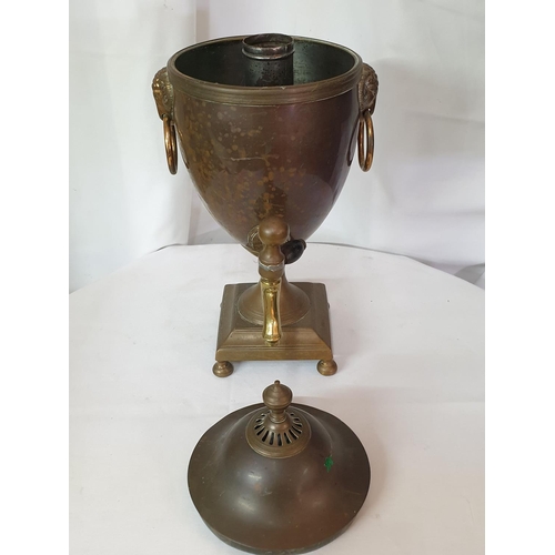 140 - Believed to Regency Copper & Brass Samovar (Un-Tested), (H37cm & Ø15cm, A/F)