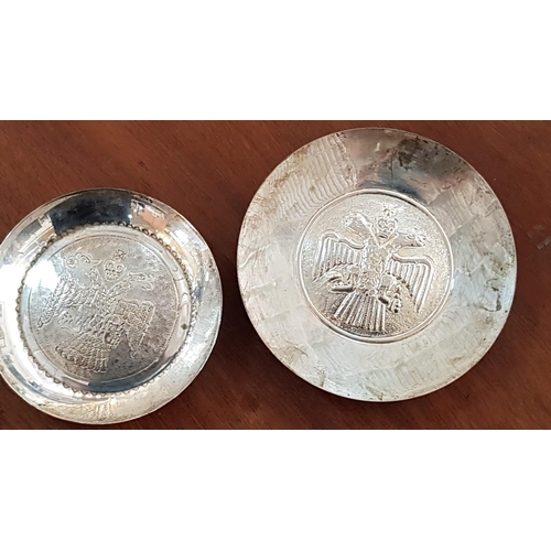 150 - 2 x Silver (.830) Dishes with Double Headed Eagle, Total Weight 87gr (Big Dish Ø11.5cm, Total Weight... 