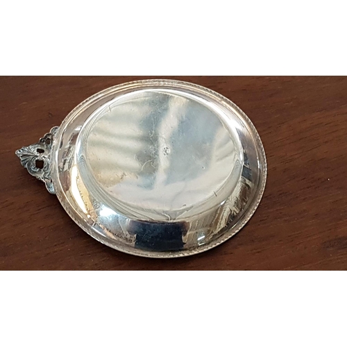 155 - Small Silver (.830) Vintage Style Dish / Plate (Ø8cm, Total Weight 28gr) Decorated with Bow