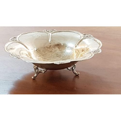 160 - Vintage Style Set of Silver (.830) Matching Sweets Bowls with Floral Pattern and Decorative Legs, To... 