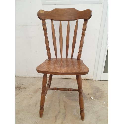 217 - Set of 8 x Solid Wood Rustic Kitchen Chairs, Dark Brown Carved Legs