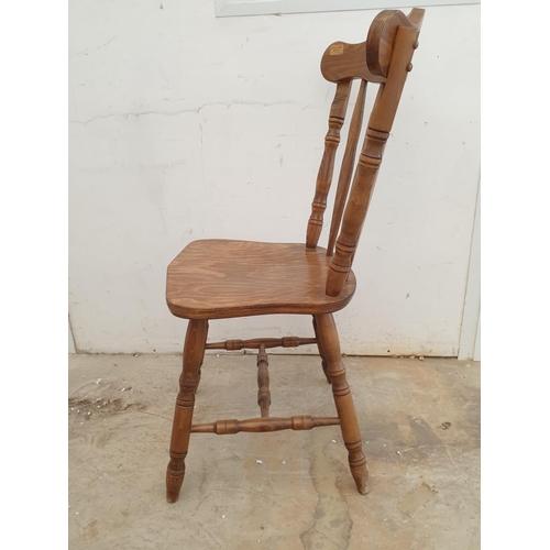 217 - Set of 8 x Solid Wood Rustic Kitchen Chairs, Dark Brown Carved Legs