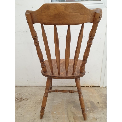 217 - Set of 8 x Solid Wood Rustic Kitchen Chairs, Dark Brown Carved Legs