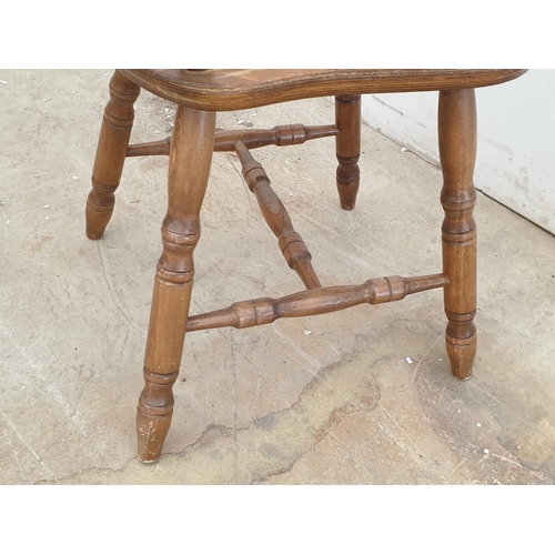 217 - Set of 8 x Solid Wood Rustic Kitchen Chairs, Dark Brown Carved Legs