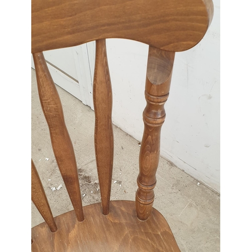 217 - Set of 8 x Solid Wood Rustic Kitchen Chairs, Dark Brown Carved Legs