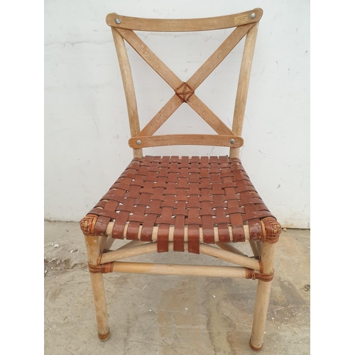 219 - Set of 4 x Hand Made Rustic Traditional Chairs in Wood and Leather