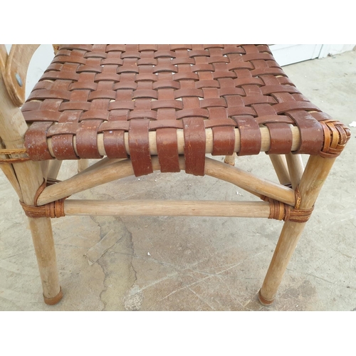 219 - Set of 4 x Hand Made Rustic Traditional Chairs in Wood and Leather