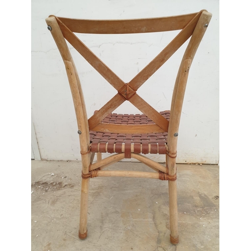 219 - Set of 4 x Hand Made Rustic Traditional Chairs in Wood and Leather