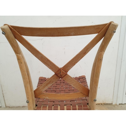 219 - Set of 4 x Hand Made Rustic Traditional Chairs in Wood and Leather