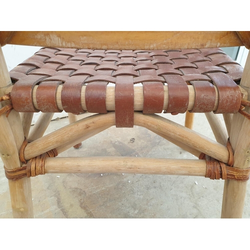 219 - Set of 4 x Hand Made Rustic Traditional Chairs in Wood and Leather