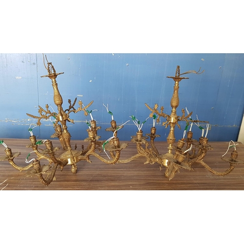 229 - Pair of Matching Vintage Brass Chandeliers (Un-Tested)