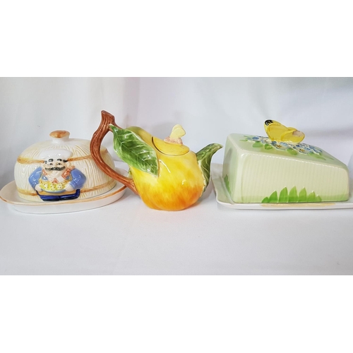 256 - Ceramic Vintage Style Tableware inc; Butter Holder, Cheese Holder and Small Ceramic Tea Pot in the S... 