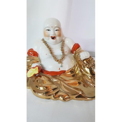 257 - Laughing Buddha Porcelain Figurines (Approx 13 x 15cm)