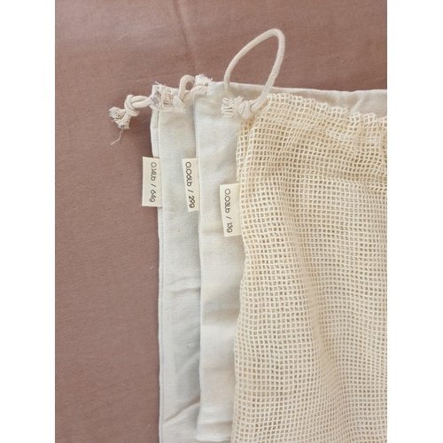 28 - Organic Cotton Bags in Various Sizes and Pattern (2 x Small 24cm x 20cm, 2 x Medium 29cm x 25cm and ... 