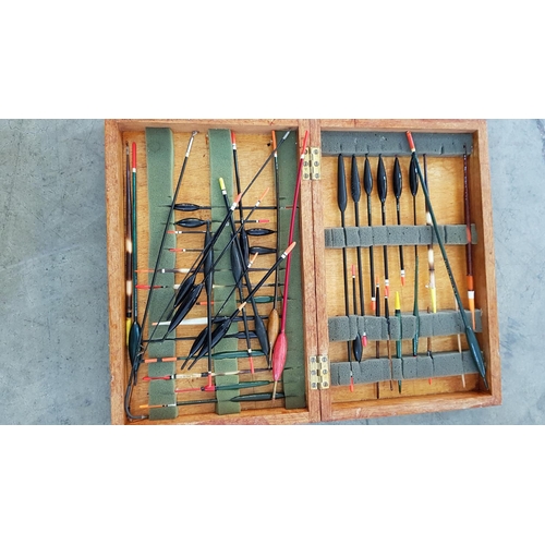 90 - Riva Fishing Box / Stool and Dinsmore Silver Roller Rods Rest Together with Large collection of Fish... 