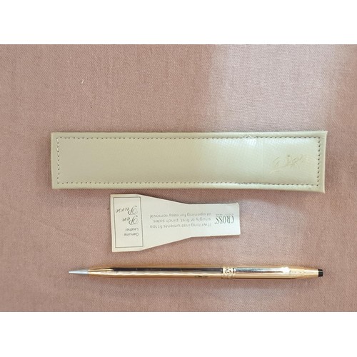 251 - Vintage Cross 10kt Rolled Gold Desk Top Pencil and Cross 10kt Rolled Gold Pencil in Leather Cross Ca... 