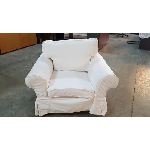 109 - Ikea Modern Armchair with White Cover