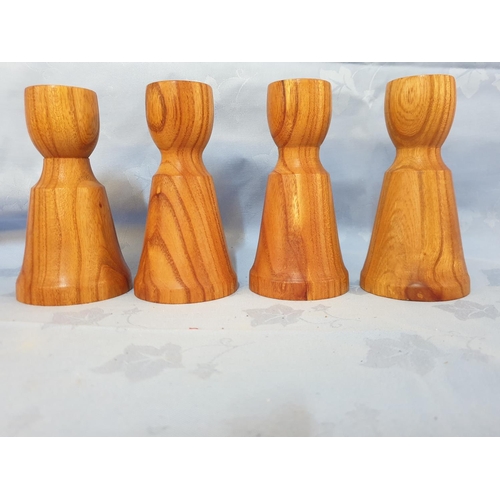 119 - Collection of 6 x (2 + 4) Hand Made Woodman Pera Pedi, Candle Sticks (2 x H:22cm each & 4 x H:14cm e... 