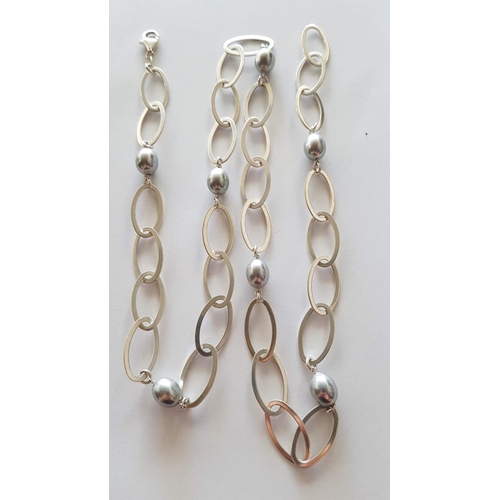 144 - Silver Link Paperclip Chain Necklace (L:80cm)