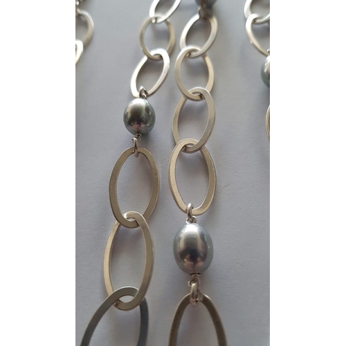 144 - Silver Link Paperclip Chain Necklace (L:80cm)