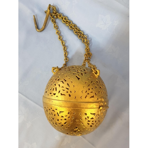 148 - Thurible Metal Round Ball Shape Incense Burner (Ø13cm)