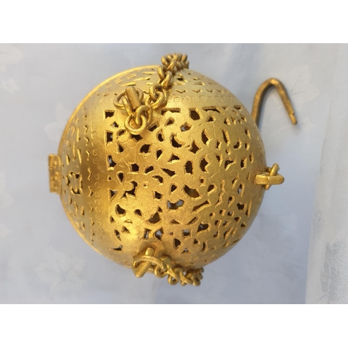 148 - Thurible Metal Round Ball Shape Incense Burner (Ø13cm)