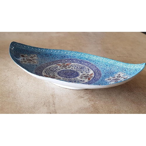 156 - Enameled Dishes with Oriental Pattern Gondola Bowl (10 x 14 x 16cm) & Gondola Dish (11 x 20 x 2.5cm)