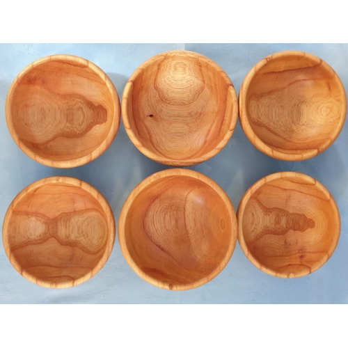 174 - Set of 6 x Small Wooden Snack Bowls (Ø12 each) Hand Made, Woodmen Pera Pedi