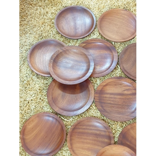 25 - Set of 24 x Wooden Dinner Plates (12pcs Ø21cm and 12pcs Ø24cm) Hand Made by Woodman Pera Pedi