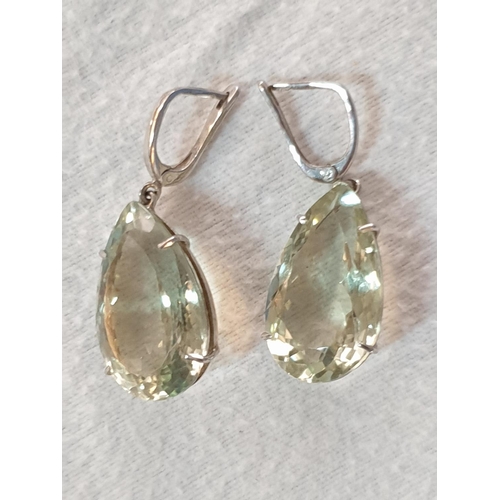 275 - Pair of Silver .925 Hallmarked Earrings with Large Crystal Dangle Drop