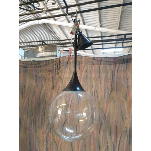 368 - Modern Droplet Style Large Ceiling Lamp / Glass Dome * Working when Lotted *