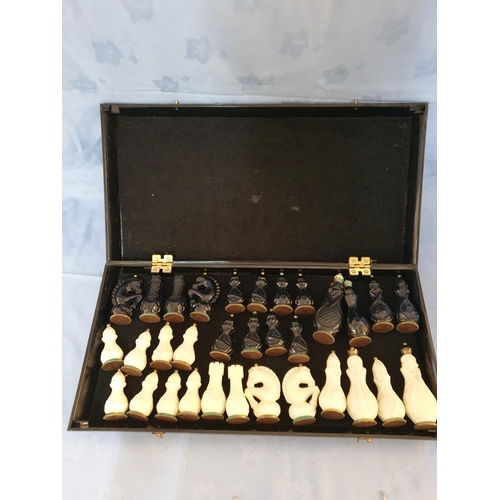 40 - Unique Russian Carbolite Soviet Vintage Bakelite Chess Set with Rare Large Chess Pieces Together Boa... 