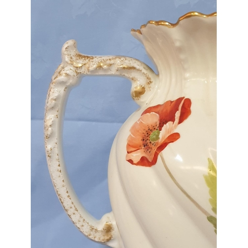 94 - Antique a Lanternier Limoges (Made in France) Porcelain Pitcher (Hallmarked 1897 - 1914) Hand Painte... 