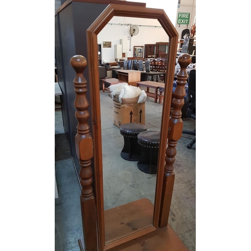 138 - Wooden Free Standing Mirror with Bottom Drawer (H:150cm)