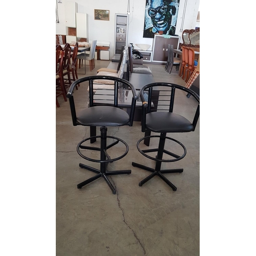 166 - Pair of Black Adjustable Swivel Bar Stools