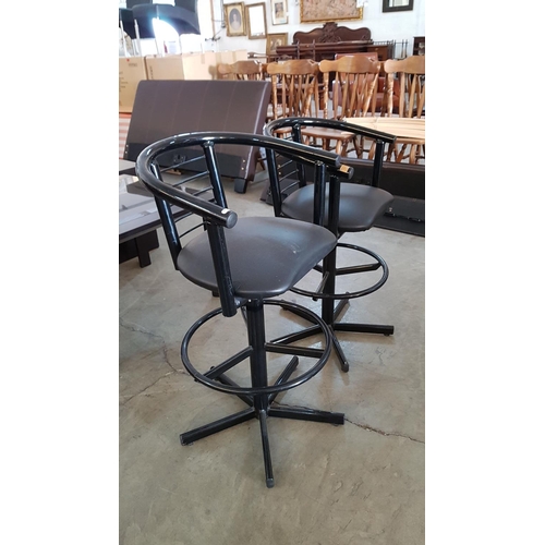 166 - Pair of Black Adjustable Swivel Bar Stools