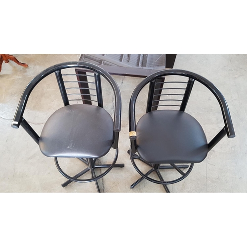 166 - Pair of Black Adjustable Swivel Bar Stools