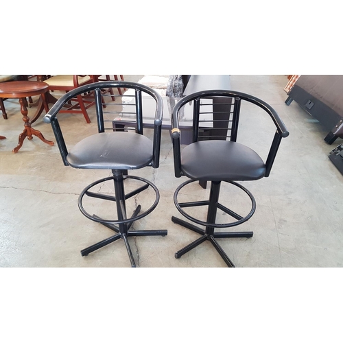 166 - Pair of Black Adjustable Swivel Bar Stools