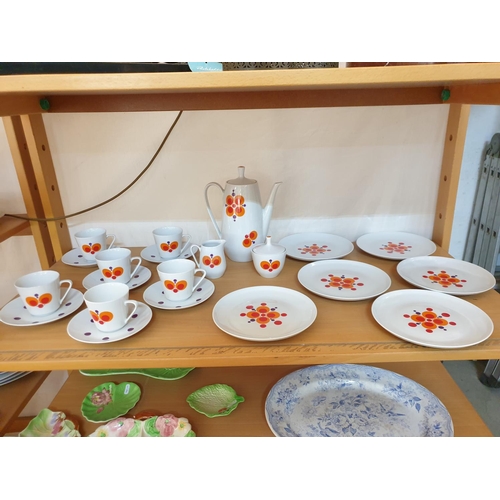 263 - Vintage Golditz German Coffee Set Comprising 6 x Cups / Saucers, Coffee Pot, Milk Jug, Sugar Bowl