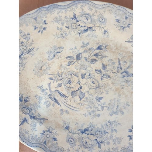 270 - Antique Vintage Blue & White Large Serving Plate