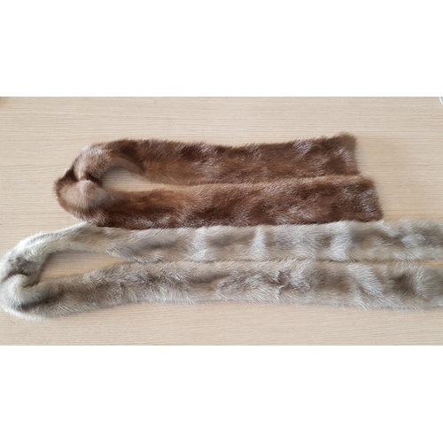 280 - 2 x Mink Grey Russian Sable Fur Stole (Scarf, Wrap, Shawl, Collar), (L:120cm & L:178cm)