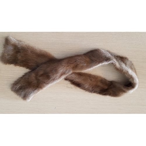 280 - 2 x Mink Grey Russian Sable Fur Stole (Scarf, Wrap, Shawl, Collar), (L:120cm & L:178cm)