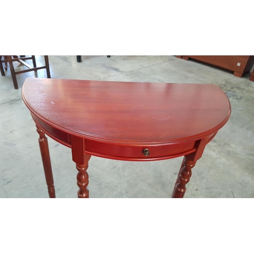 51 - Vintage Style Half Moon Table with Little Drawer (75 x 38 x 74cm)