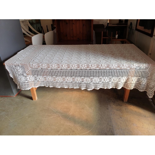 67 - Hand Made Traditional White Rustic Tablecloth (186 x 264cm)