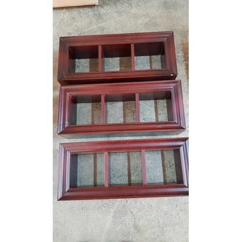 68 - Set of Matching Wooden Dark Burgundy  Cube Wall Shelves / Storage (61 x 25.5 x 15cm each)