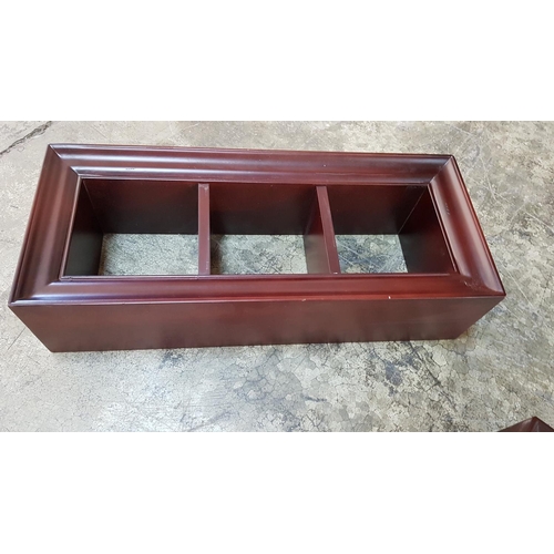 70 - Pair of Wall Cube Shelves / Storage Wooden / Dark Burgundy Colour (61 x 25.5cm x 15cm each)