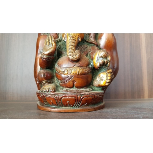 77 - Heavy The Ganesha Hindu God Metal Probably Copper (?) Figurine (H:23cm)