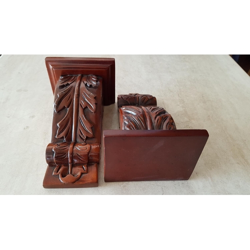 78 - Pair of Vintage Style Carved Wooden Small Shelf (H:24cm, Top Shelf: 14 x 10.5cm)